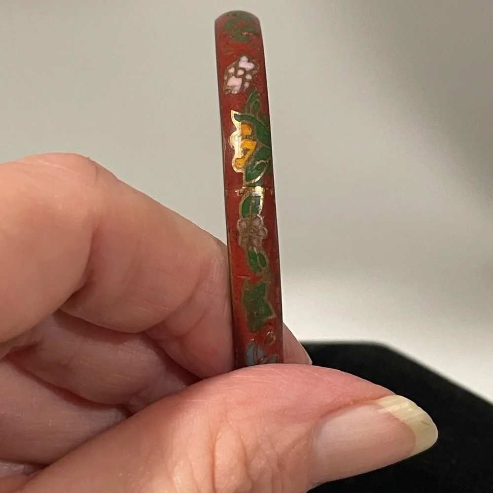 Old Chinese Cloisonné Bangle Bracelet - Picture 6 of 8
